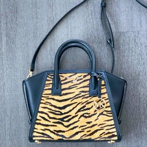 Michael Kors MK Avril Top Zip Satchel - Tiger Print